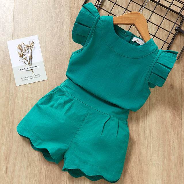 Kids Girls Clothes For Baby Girl Kids T-Shirt Shorts Suit - Mubimart