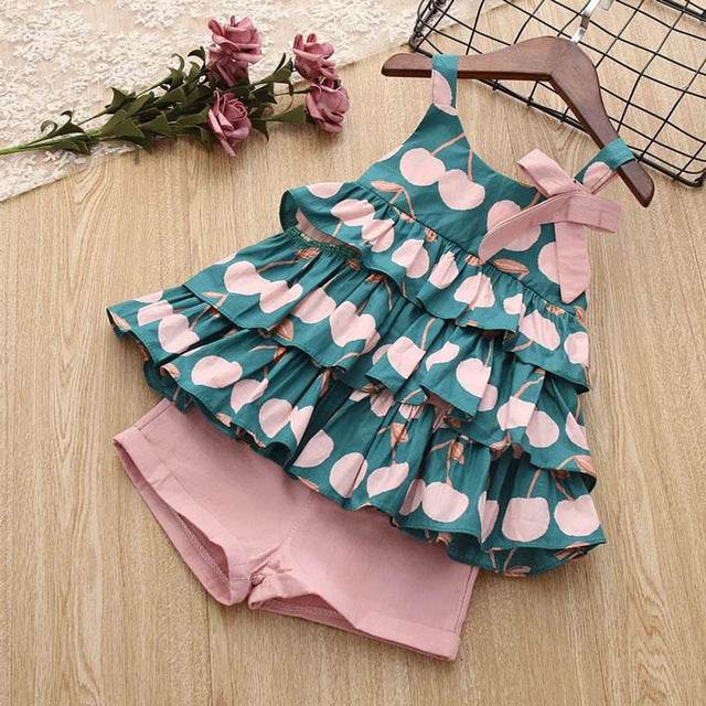 Kids Girls Clothes For Baby Girl Kids T-Shirt Shorts Suit - Mubimart