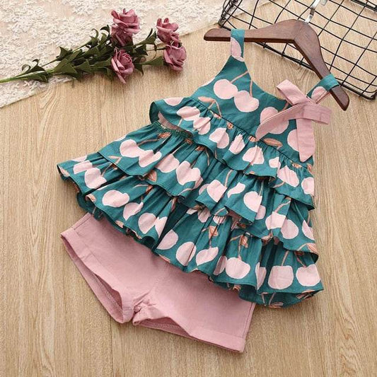Kids Girls Clothes For Baby Girl Kids T-Shirt Shorts Suit - Mubimart