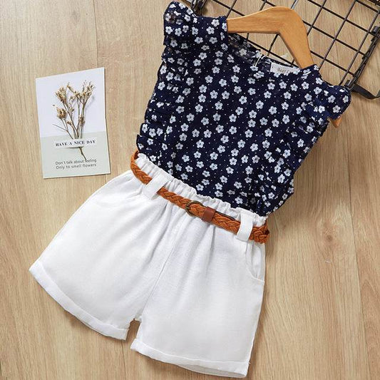 Kids Girls Clothes For Baby Girl Kids T-Shirt Shorts Suit - Mubimart