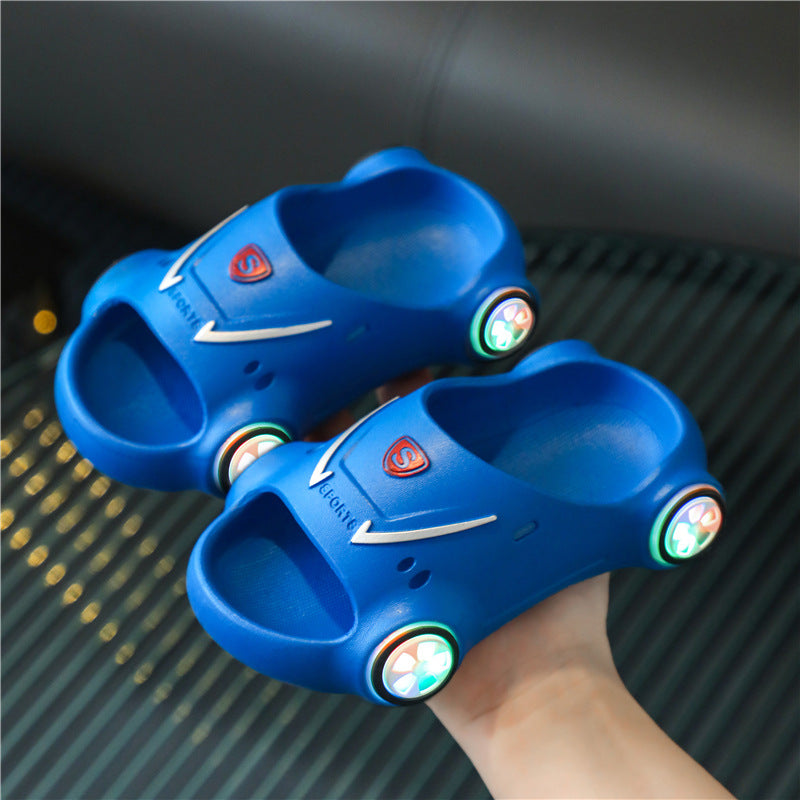 Kids Glowing Slippers Cartoon Car Sandals Children Sandals Anti Slip Boys Girls Luminous Slippers Summer Beach Shoes - Mubimart -  