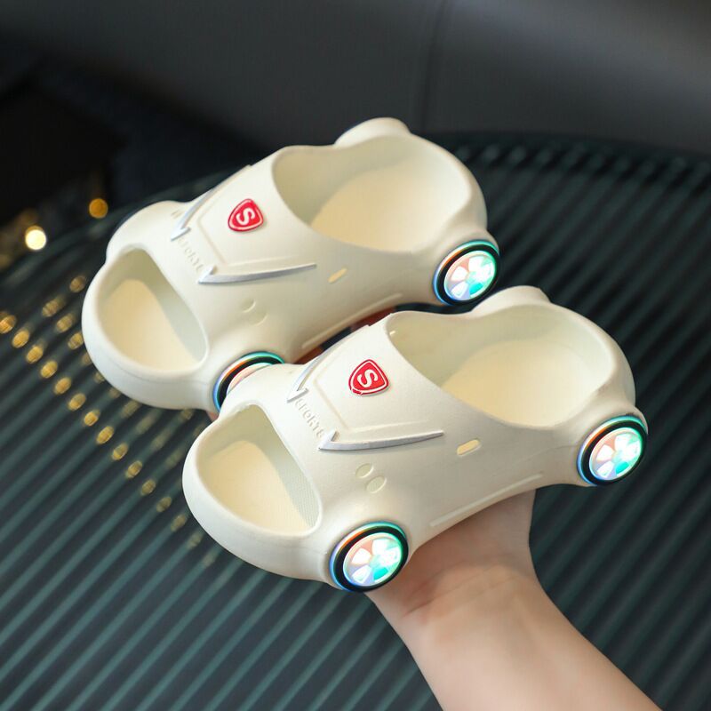 Kids Glowing Slippers Cartoon Car Sandals Children Sandals Anti Slip Boys Girls Luminous Slippers Summer Beach Shoes - Mubimart -  