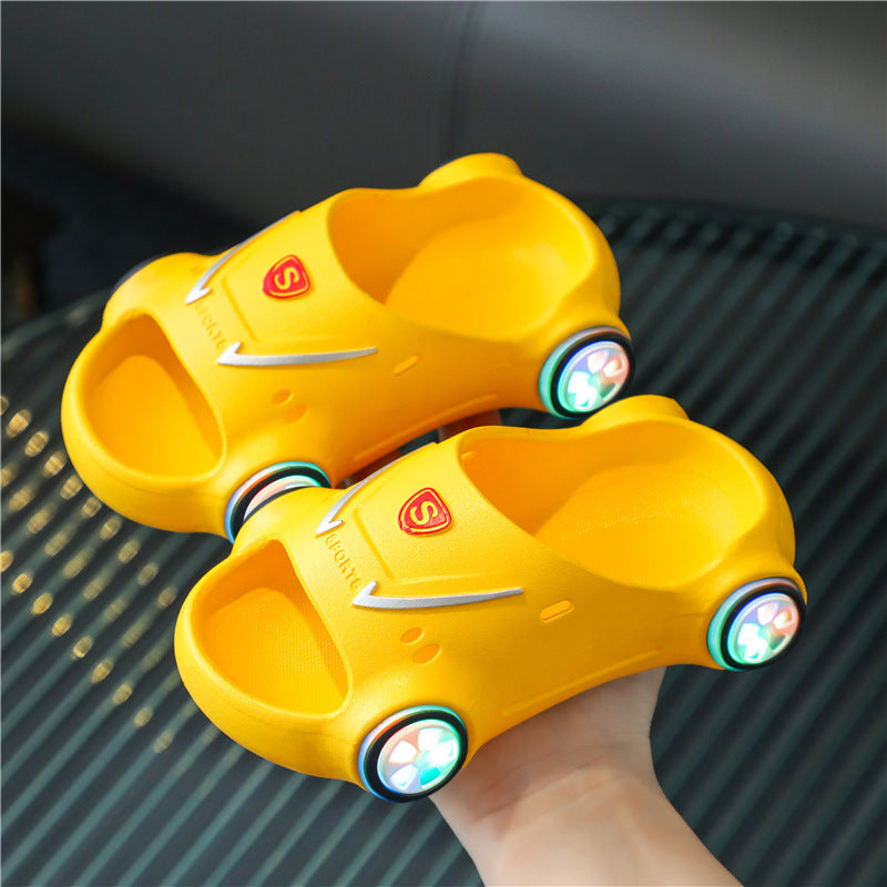 Kids Glowing Slippers Cartoon Car Sandals Children Sandals Anti Slip Boys Girls Luminous Slippers Summer Beach Shoes - Mubimart -  