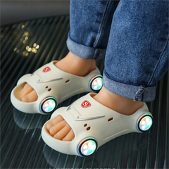 Kids Glowing Slippers Cartoon Car Sandals Children Sandals Anti Slip Boys Girls Luminous Slippers Summer Beach Shoes - Mubimart - Boys Shoes 