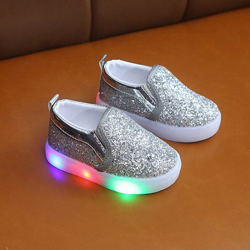 Kids Led Sneakers Lighted Baby Toddler Sneakers Sequin Girl Light Shoes - Mubimart
