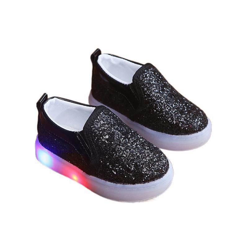 Kids Led Sneakers Lighted Baby Toddler Sneakers Sequin Girl Light Shoes - Mubimart