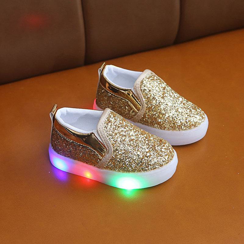 Kids Led Sneakers Lighted Baby Toddler Sneakers Sequin Girl Light Shoes - Mubimart