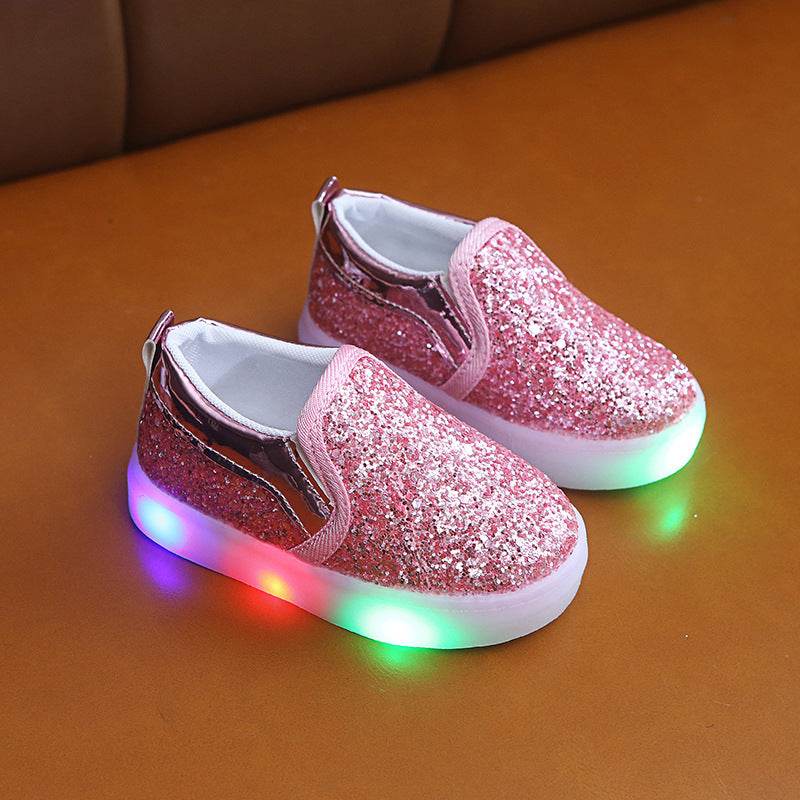 Kids Led Sneakers Lighted Baby Toddler Sneakers Sequin Girl Light Shoes - Mubimart