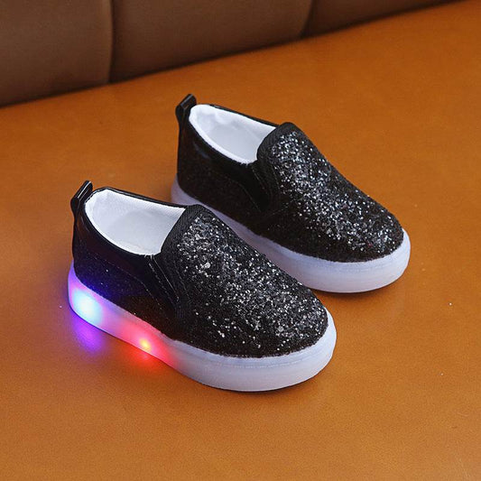 Kids Led Sneakers Lighted Baby Toddler Sneakers Sequin Girl Light Shoes - Mubimart