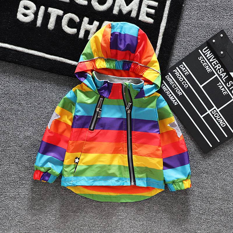 Kids Rainbow Hooded Coat - Mubimart