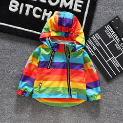 Kids Rainbow Hooded Coat - Mubimart -  