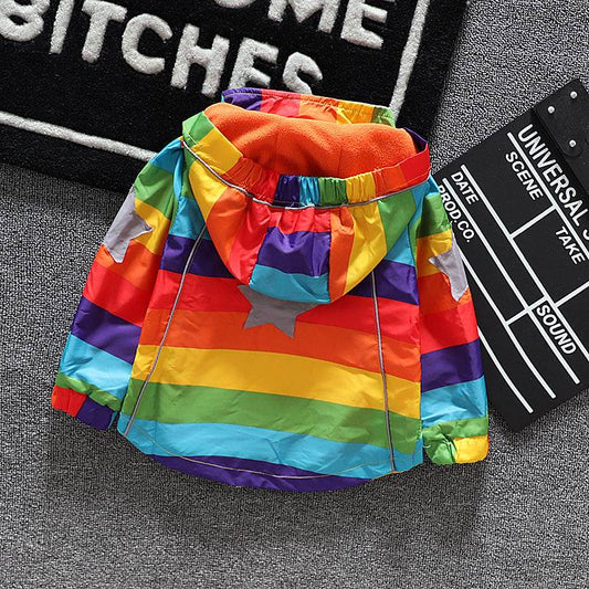 Kids Rainbow Hooded Coat - Mubimart