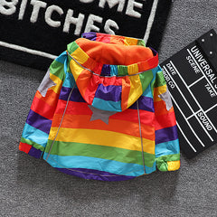 Kids Rainbow Hooded Coat - Mubimart -  