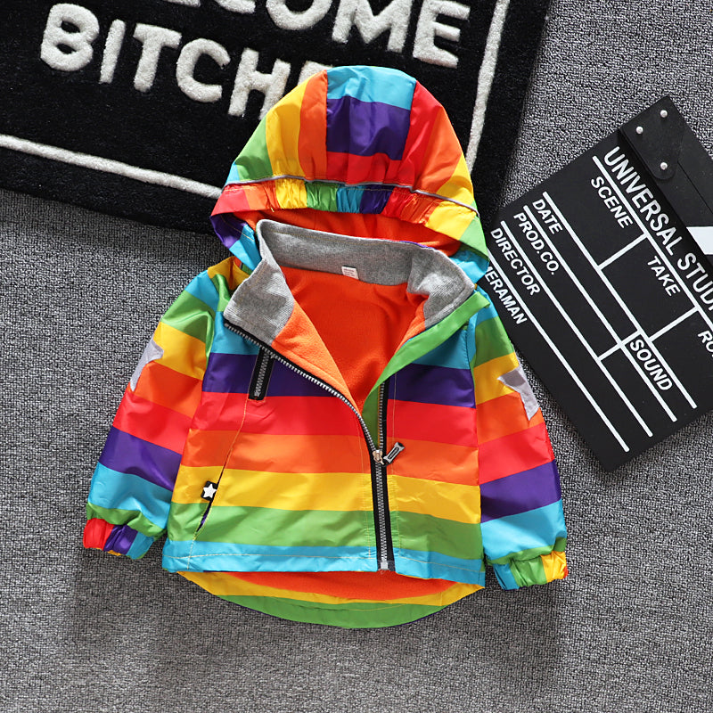 Kids Rainbow Hooded Coat - Mubimart - Boy Hoodies 