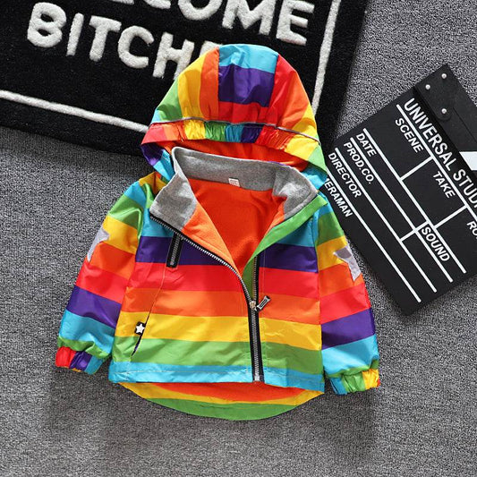 Kids Rainbow Hooded Coat - Mubimart