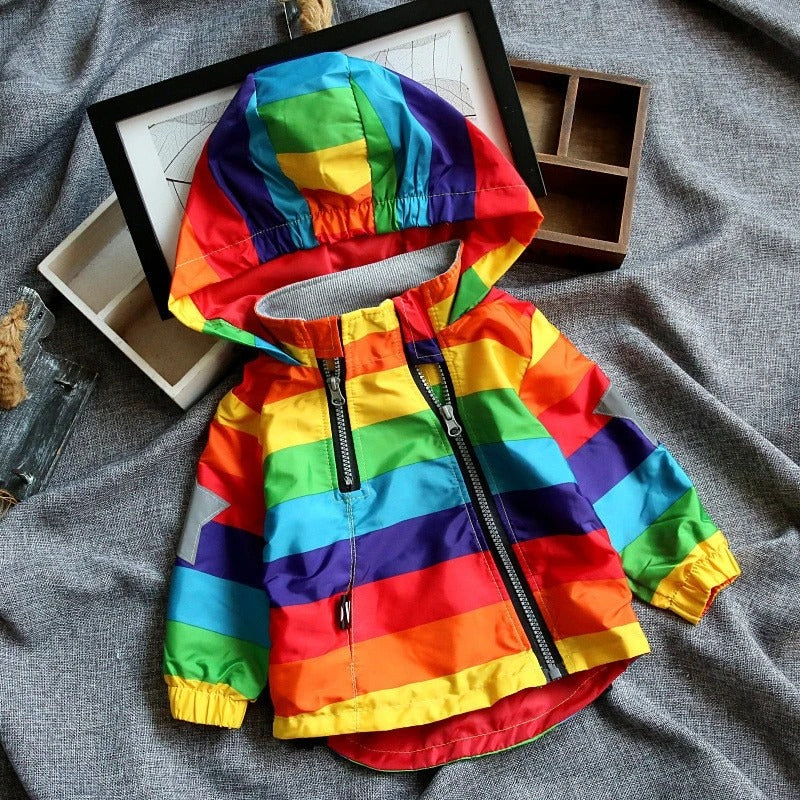 Kids Rainbow Hooded Coat - Mubimart -  