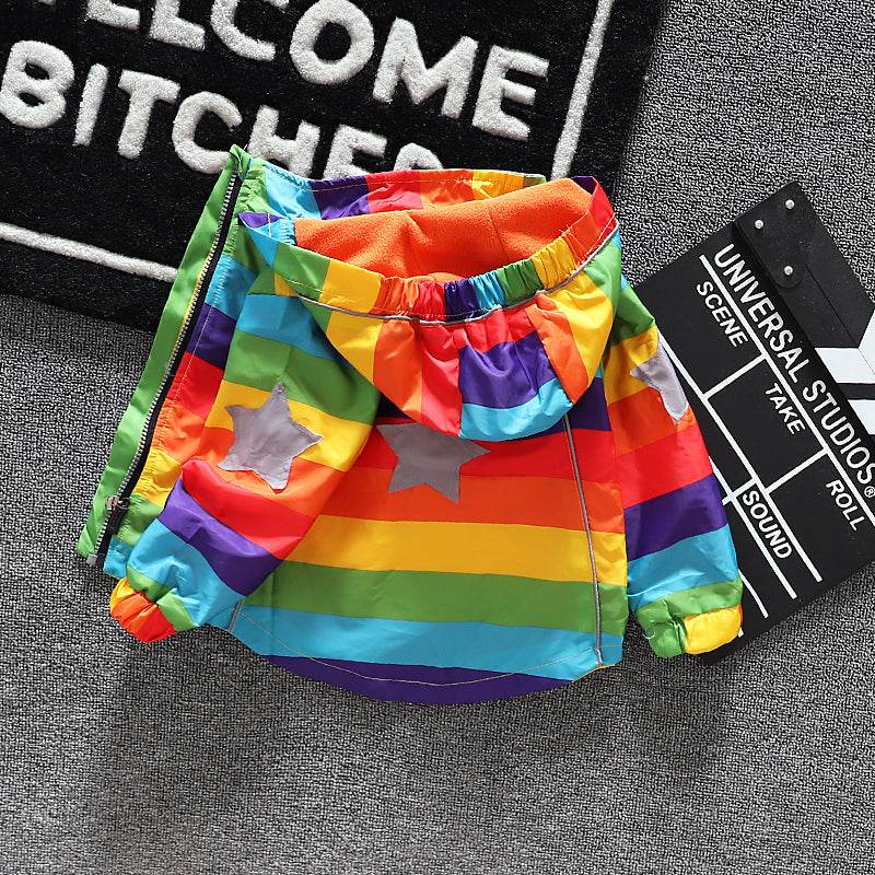 Kids Rainbow Hooded Coat - Mubimart