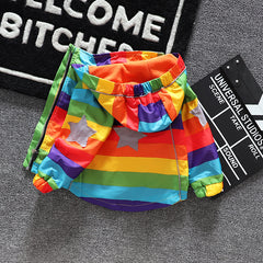 Kids Rainbow Hooded Coat - Mubimart -  