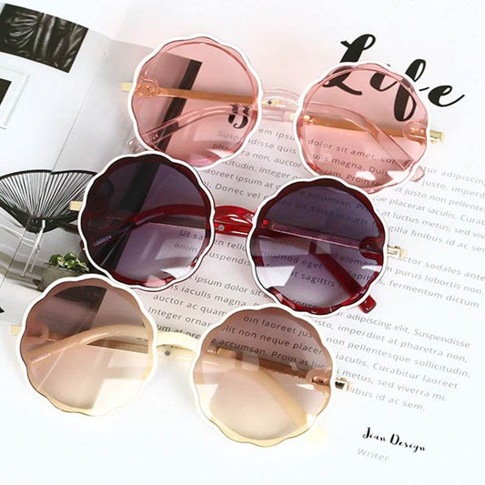Kids Wave Frame Vintage Round Frame Sunglasses - Mubimart