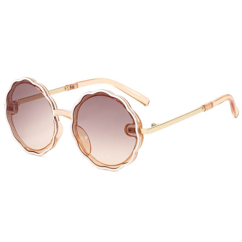 Kids Wave Frame Vintage Round Frame Sunglasses - Mubimart