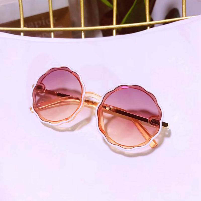 Kids Wave Frame Vintage Round Frame Sunglasses - Mubimart