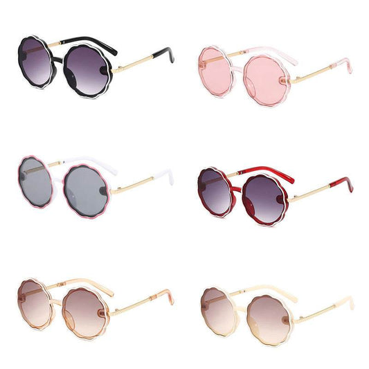 Kids Wave Frame Vintage Round Frame Sunglasses - Mubimart