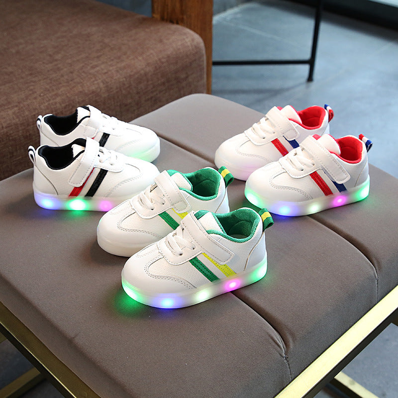 Kimmy White LED Sneakers Shoes - Mubimart - Boys Shoes 