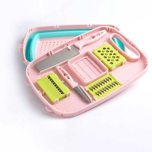Kitchen Chopping Board 9 In 1 Foldable Drainage Basket Multi - Mubimart