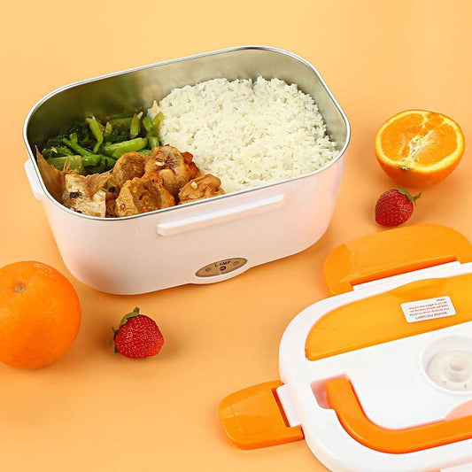Kitchen Electric Heated Lunch Box Stainless Steel School Car Picnic Food Heating Heater Food Warmer Container - Mubimart