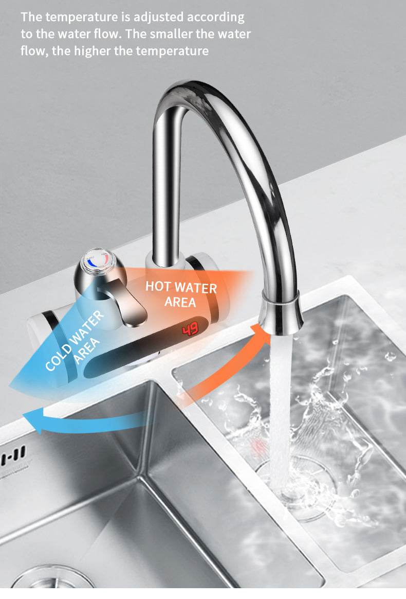 Kitchen Electric Water Tap Water Heater Temperature Display Cold Heating Faucet Hot Water Faucet Heater - Mubimart