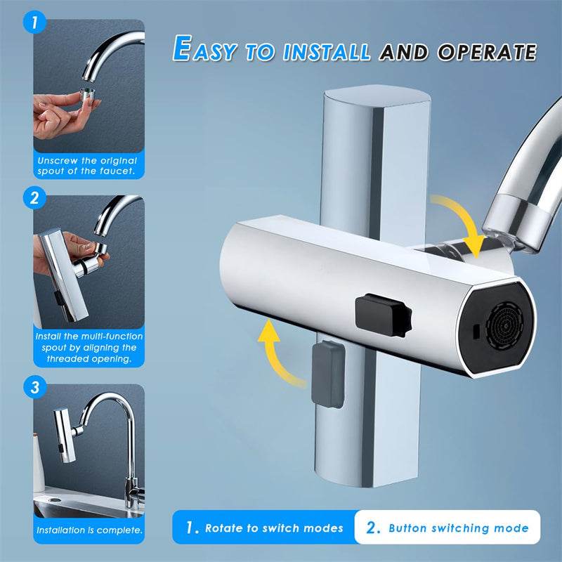 Kitchen Faucet Waterfall Outlet Splash Proof Universal Rotating Bubbler Multifunctional Water Nozzle Extension Kitchen Gadgets - Mubimart