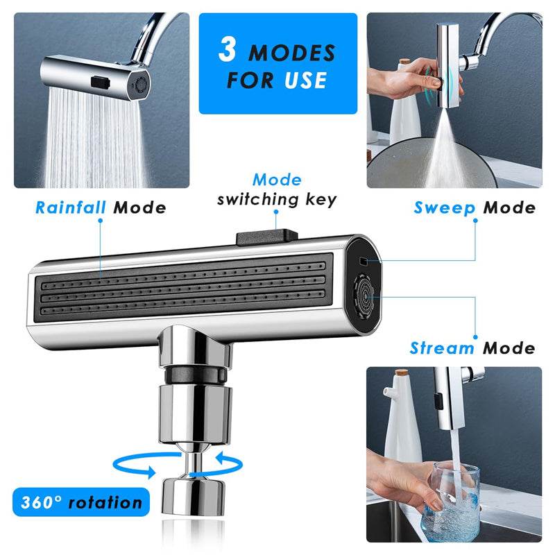 Kitchen Faucet Waterfall Outlet Splash Proof Universal Rotating Bubbler Multifunctional Water Nozzle Extension Kitchen Gadgets - Mubimart