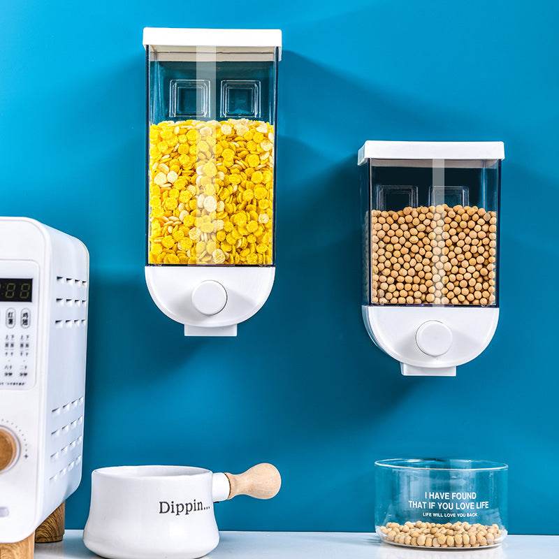Kitchen Food Storage Easy Press Container Cereal Dispenser Wall Mounted Food Storage Box - Mubimart