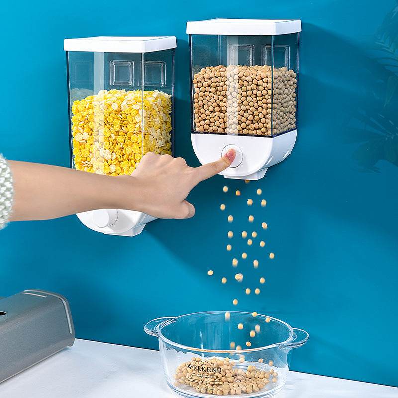 Kitchen Food Storage Easy Press Container Cereal Dispenser Wall Mounted Food Storage Box - Mubimart