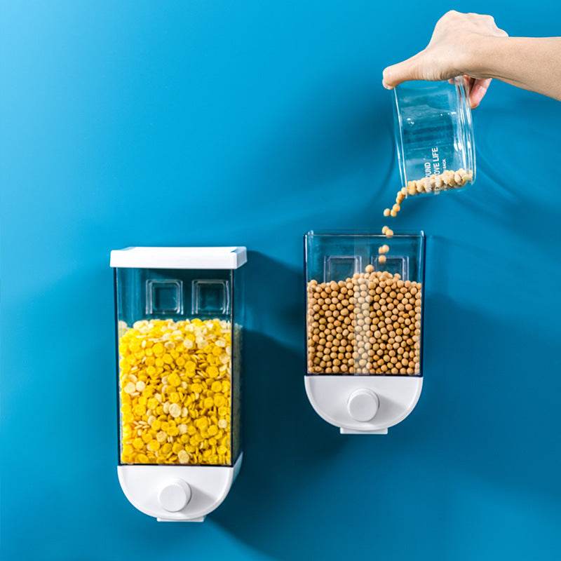 Kitchen Food Storage Easy Press Container Cereal Dispenser Wall Mounted Food Storage Box - Mubimart