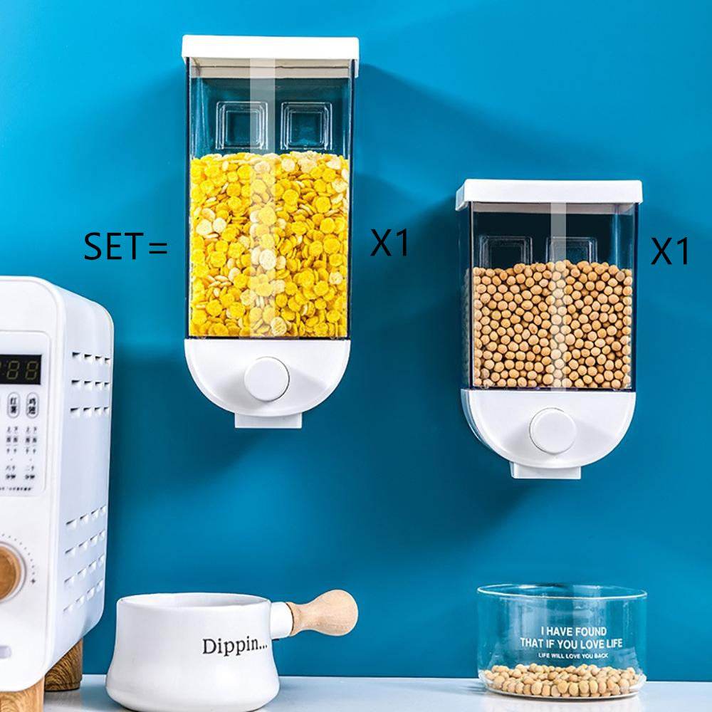Kitchen Food Storage Easy Press Container Cereal Dispenser Wall Mounted Food Storage Box - Mubimart