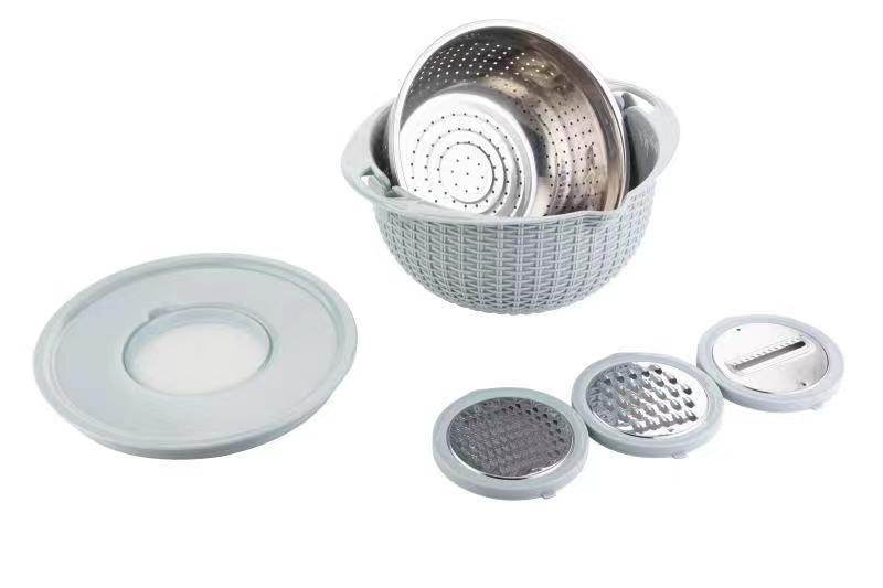 Kitchen Fruit Tray Removable Double Layer Fruit And Vegetable Basin Draining Basket Creative Household Rotating Washing Basket - Mubimart