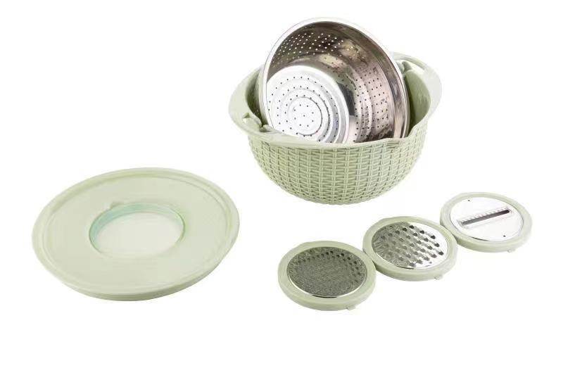 Kitchen Fruit Tray Removable Double Layer Fruit And Vegetable Basin Draining Basket Creative Household Rotating Washing Basket - Mubimart