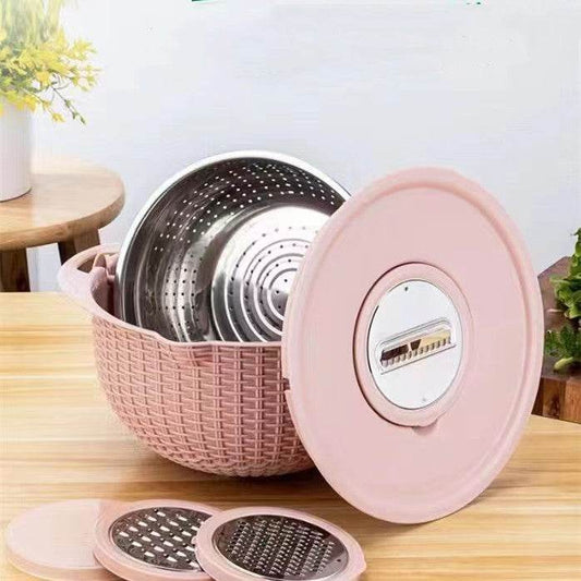 Kitchen Fruit Tray Removable Double Layer Fruit And Vegetable Basin Draining Basket Creative Household Rotating Washing Basket - Mubimart