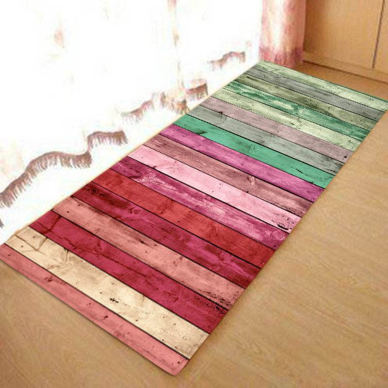 Kitchen Mat Bedroom Living Room Carpet Entrance Doormat Home Hallway Balcony Floor Mat Wood Pattern Bathroom Anti-Slip Long Rug - Mubimart