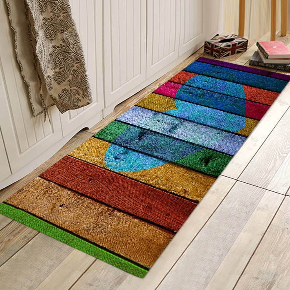 Kitchen Mat Bedroom Living Room Carpet Entrance Doormat Home Hallway Balcony Floor Mat Wood Pattern Bathroom Anti-Slip Long Rug - Mubimart - Bathroom rug 