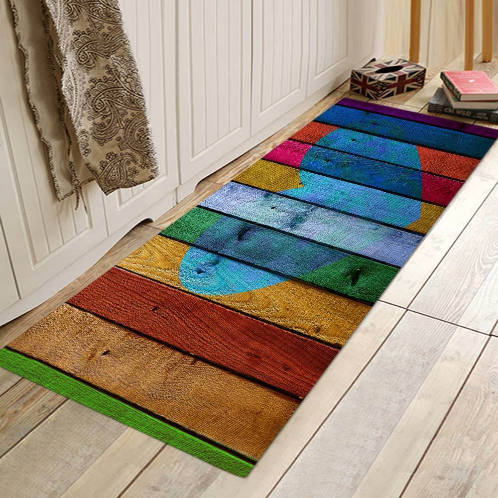 Kitchen Mat Bedroom Living Room Carpet Entrance Doormat Home Hallway Balcony Floor Mat Wood Pattern Bathroom Anti-Slip Long Rug - Mubimart