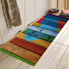 Kitchen Mat Bedroom Living Room Carpet Entrance Doormat Home Hallway Balcony Floor Mat Wood Pattern Bathroom Anti-Slip Long Rug - Mubimart - Bathroom rug 