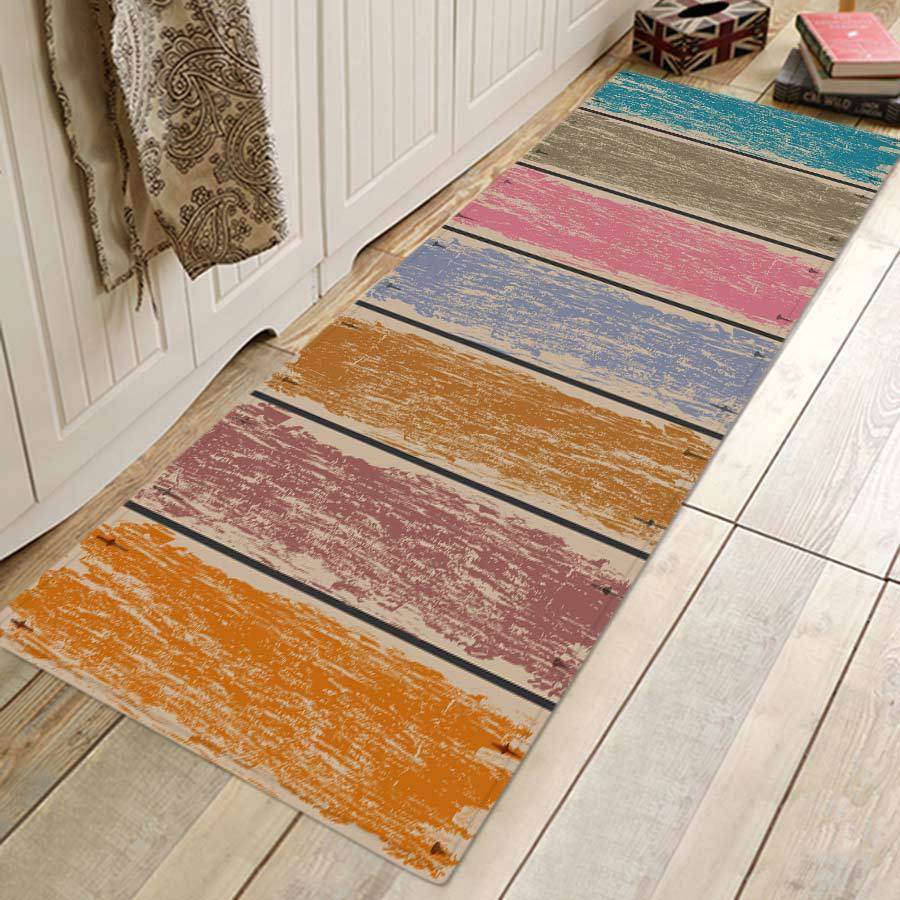 Kitchen Mat Bedroom Living Room Carpet Entrance Doormat Home Hallway Balcony Floor Mat Wood Pattern Bathroom Anti-Slip Long Rug - Mubimart