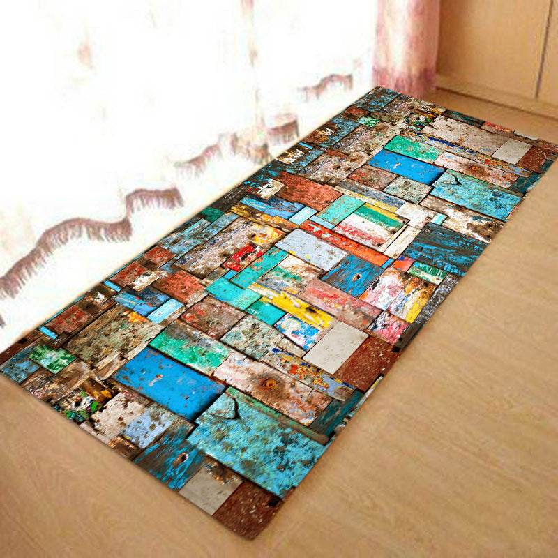 Kitchen Mat Bedroom Living Room Carpet Entrance Doormat Home Hallway Balcony Floor Mat Wood Pattern Bathroom Anti-Slip Long Rug - Mubimart