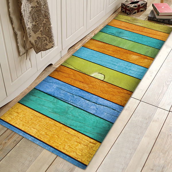 Kitchen Mat Bedroom Living Room Carpet Entrance Doormat Home Hallway Balcony Floor Mat Wood Pattern Bathroom Anti-Slip Long Rug - Mubimart -  