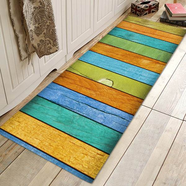 Kitchen Mat Bedroom Living Room Carpet Entrance Doormat Home Hallway Balcony Floor Mat Wood Pattern Bathroom Anti-Slip Long Rug - Mubimart
