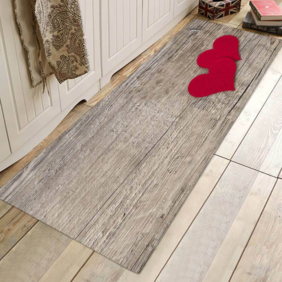 Kitchen Mat Bedroom Living Room Carpet Entrance Doormat Home Hallway Balcony Floor Mat Wood Pattern Bathroom Anti-Slip Long Rug - Mubimart -  