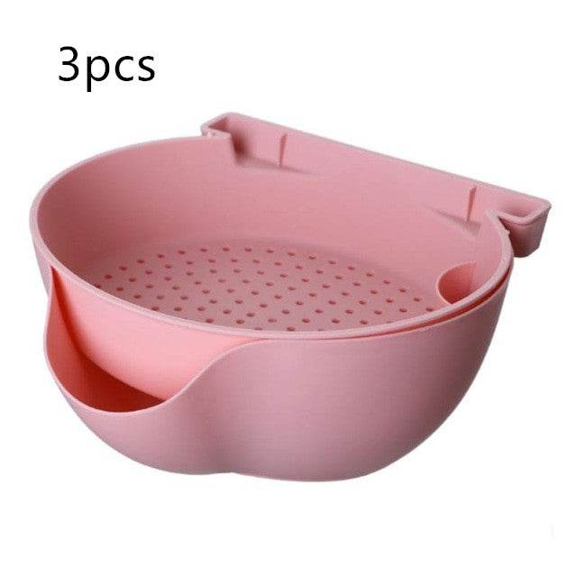 Kitchen Organizer Drain Basket Double Layer Plastic - Mubimart