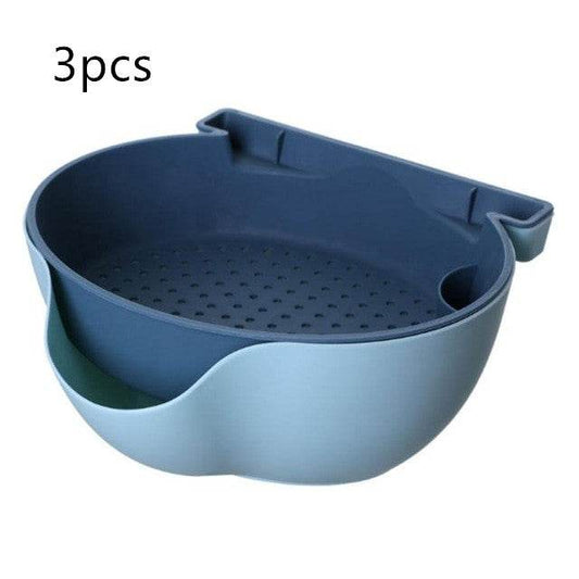 Kitchen Organizer Drain Basket Double Layer Plastic - Mubimart